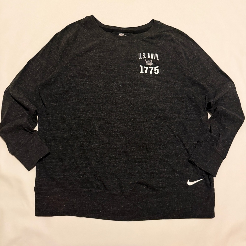 Nike Sweatshirt Womens XL Charcoal U.S. Navy 1775 Gym Vintage Crew W33805